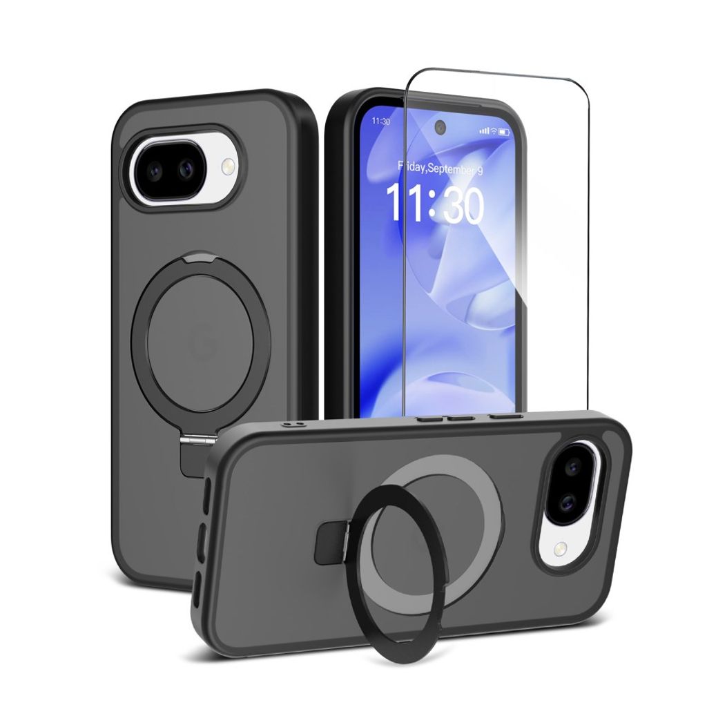 Google Pixel 10a Silikon MagSafe Skal med Ringhållare - Svart