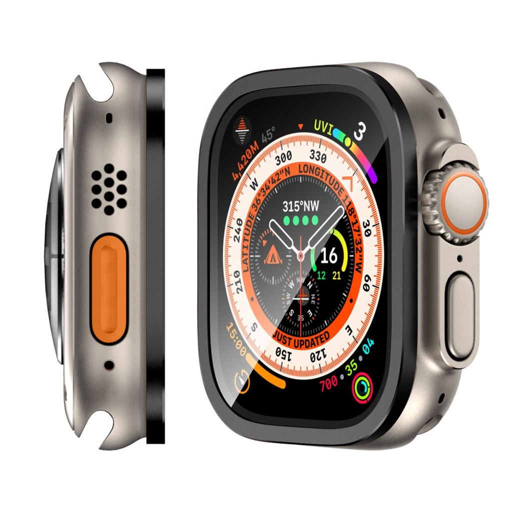 Apple Watch Ultra 3/Ultra 2/Ultra 49 mm skjermbeskytter i herdet glass – svart