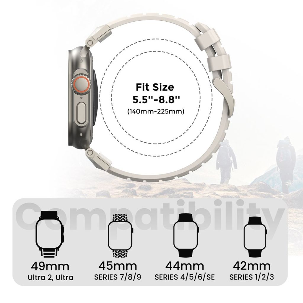 AHASTYLE WE30 Apple Watch 49/46/44/42mm Klockarmband i Fluorgummi - Vit