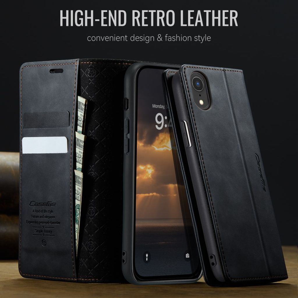 CASEME iPhone XR Plånboksfodral RFID-blockerande Stativ – Svart