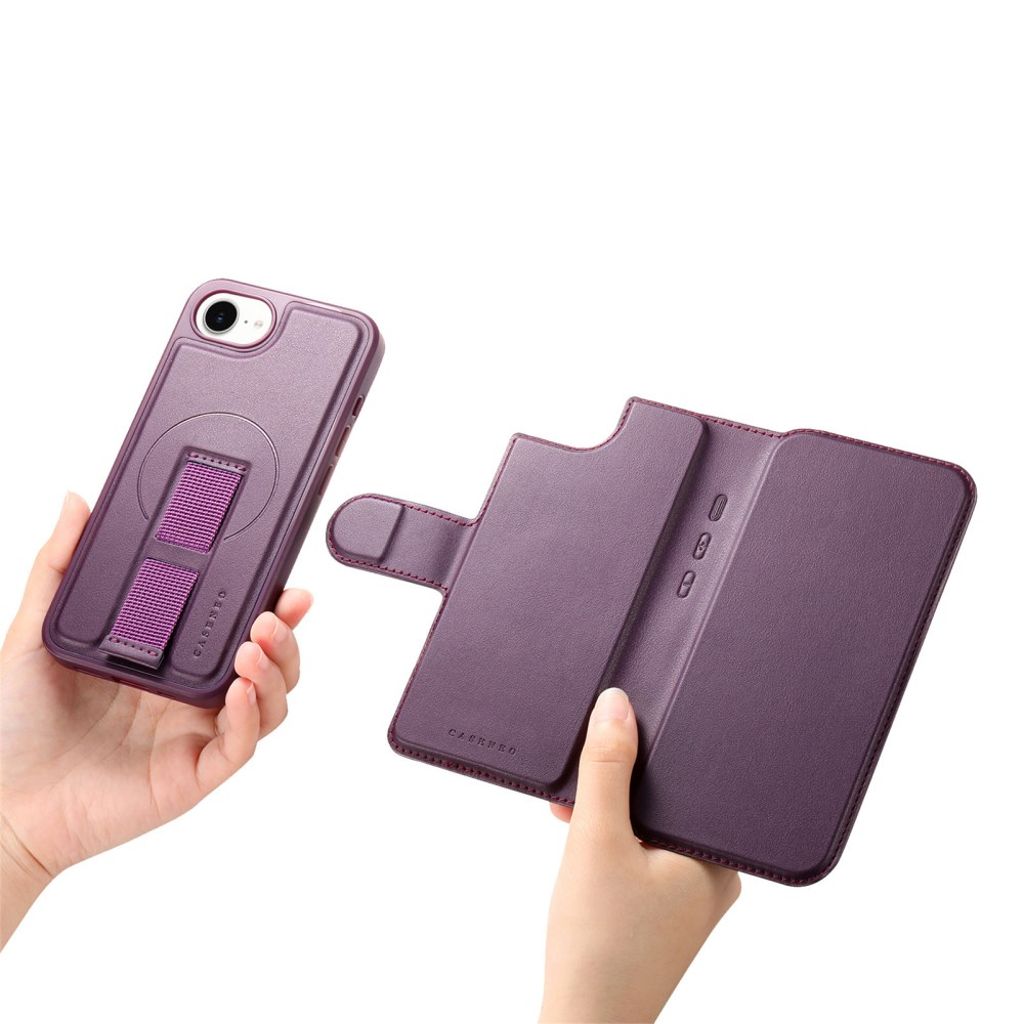 CASENEO iPhone 16e Magnetic Wallet Cover RFID Blocking – Purple