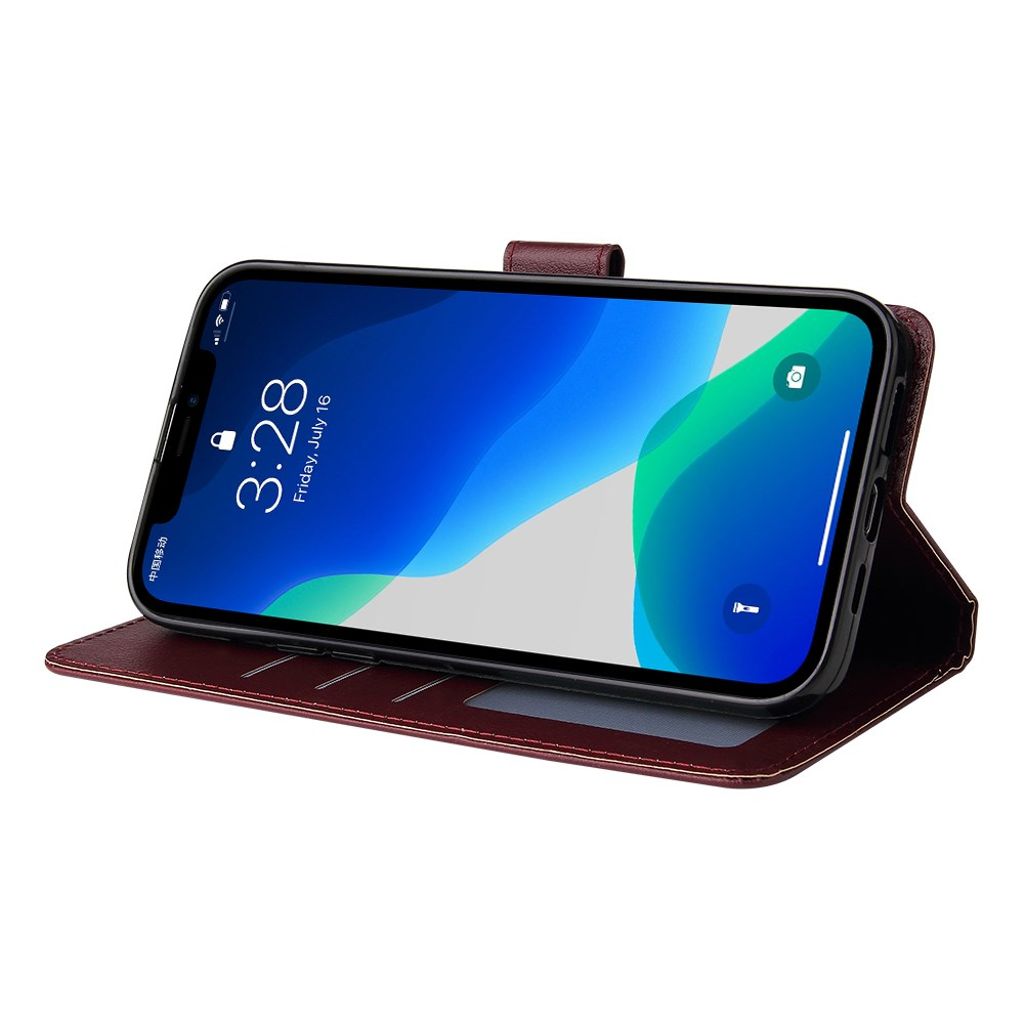 iPhone 11 Pro Max Plånboksfodral Stativ – Vinröd