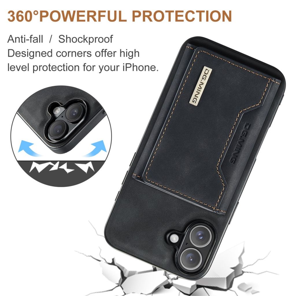 DG.MING iPhone 17 Cover med Pung - Sort