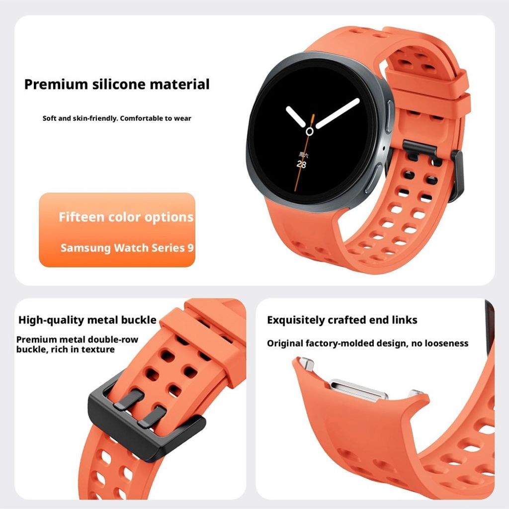 Samsung Galaxy Watch9/8/8 Classic silikon klokkerem med dobbel spenne - Lys cyan