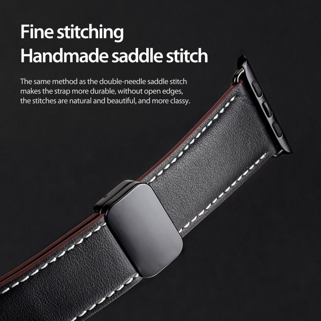 DUX DUCIS YA Series Apple Watch 38/40/41/42mm Urrem i ægte læder - Sort