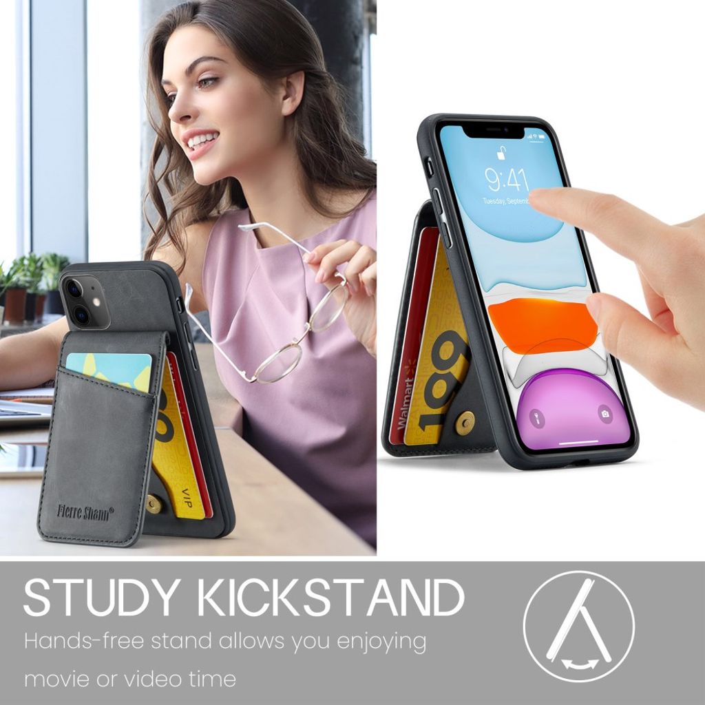 FIERRE SHANN iPhone 11 Skal med Kortfack - Svart