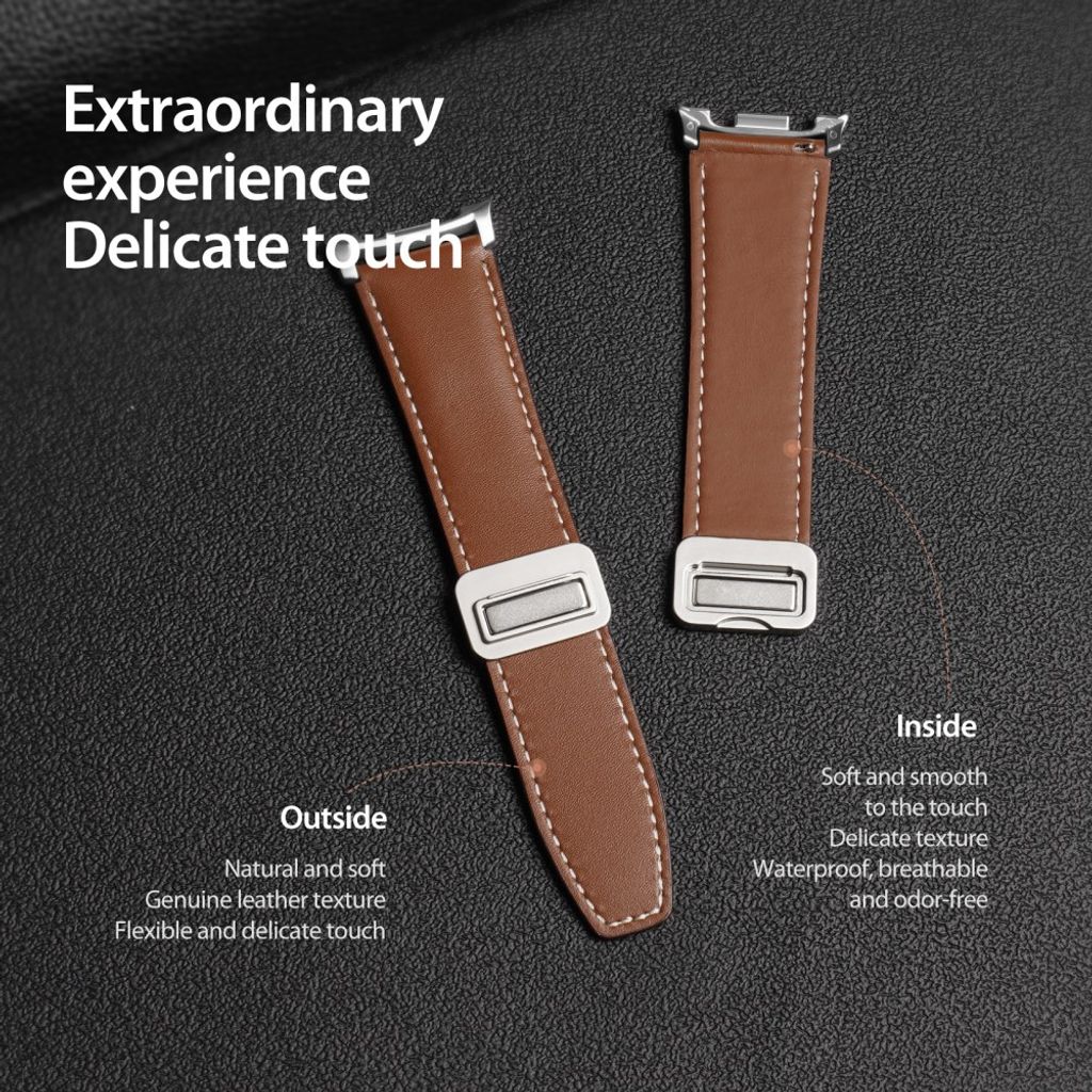 DUX DUCIS Samsung Galaxy Watch8/8 Classic Klokkereim i ekte skinn – brun