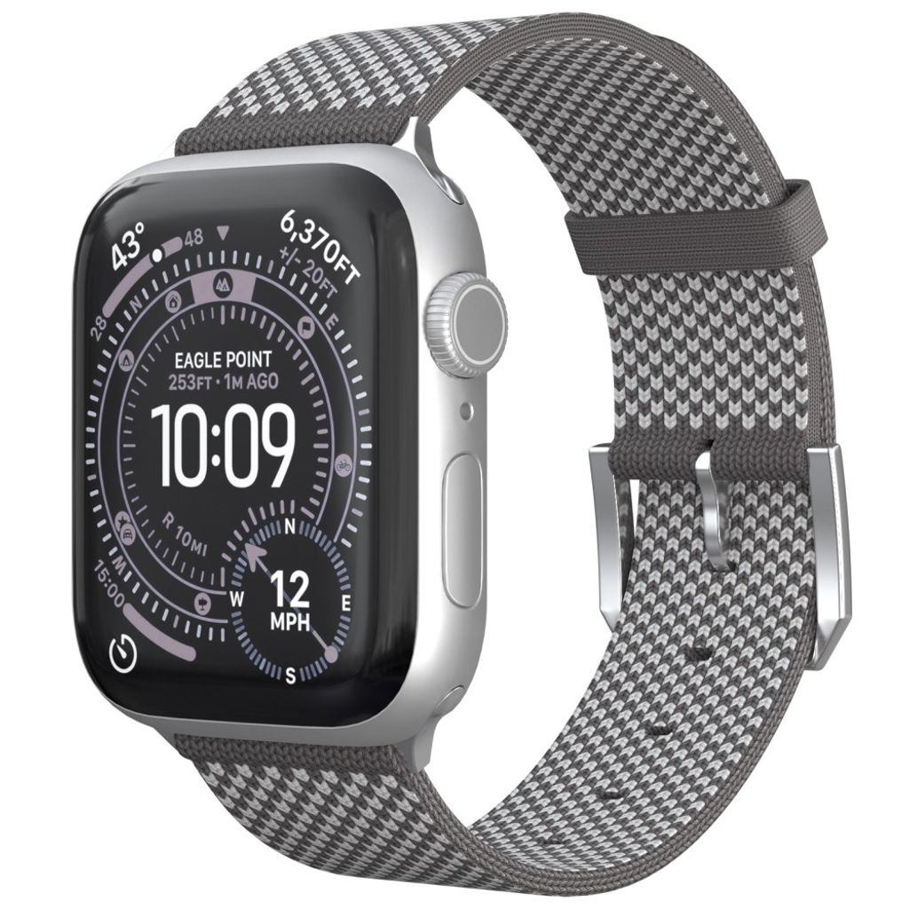 Apple Watch 42 / 41/ 40 / 38mm Justerbart klockarmband i nylon - Grå/Vit