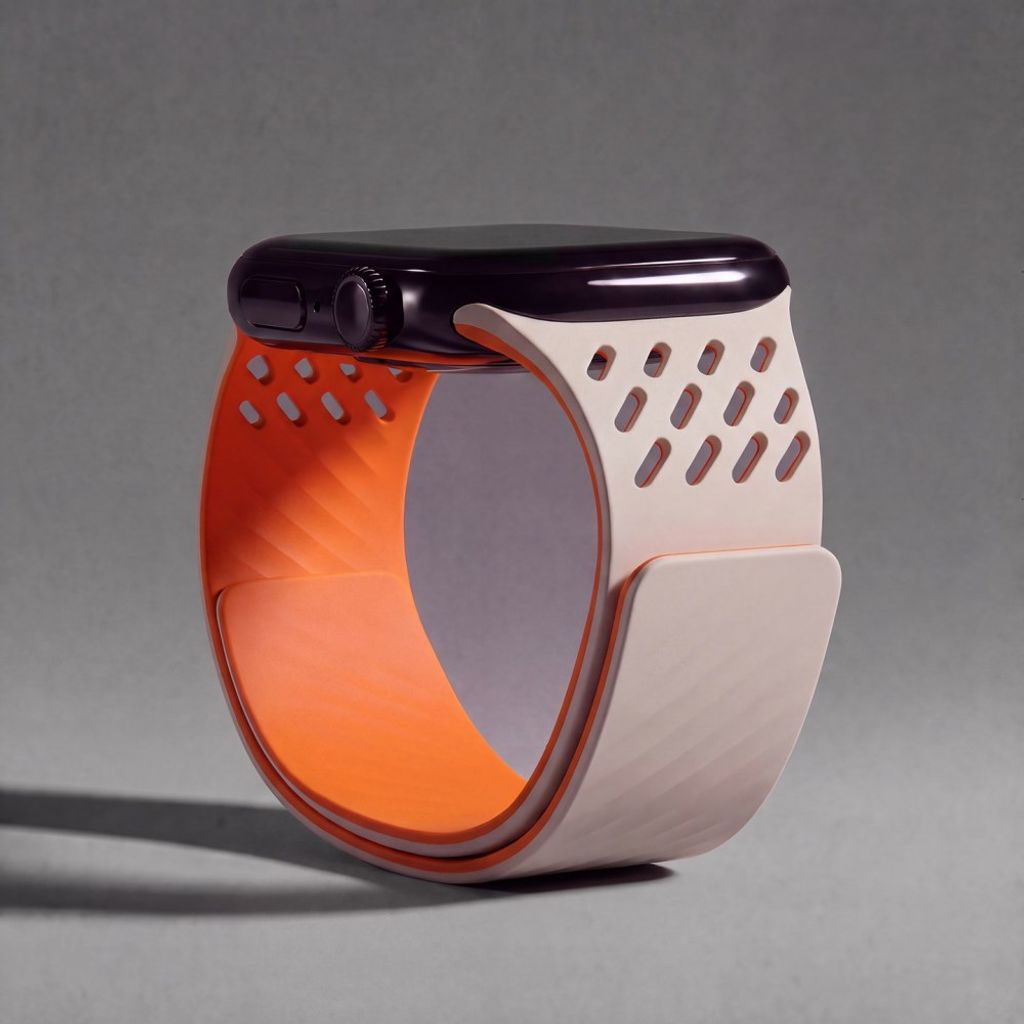 Apple Watch 42 / 41/ 40 / 38mm Klockarmband i Silikon - Vit/Orange