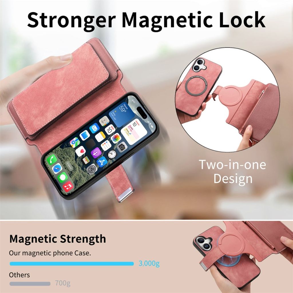 CASENEO iPhone 16 Plus Cover with Stand - Pink