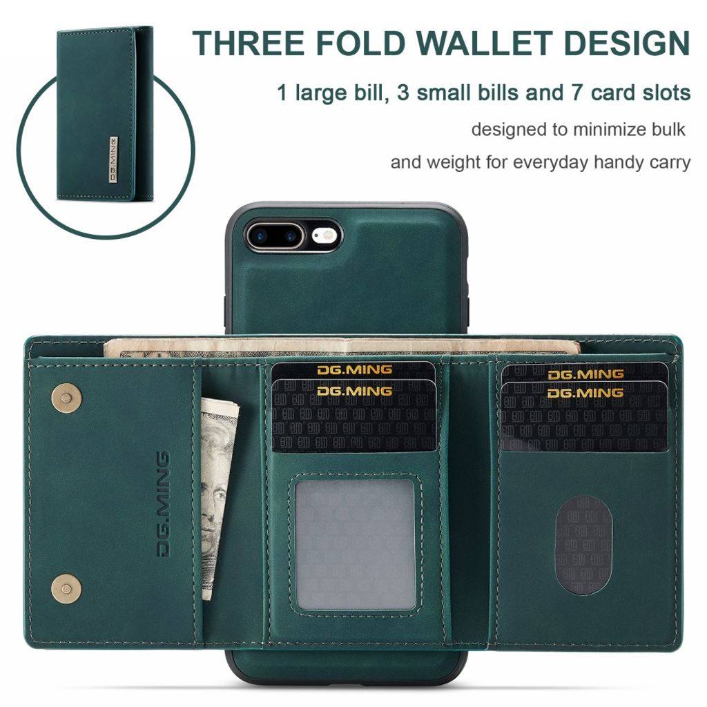 DG.MING iPhone 7 Plus / 8 Plus Cover med Pung - Grøn