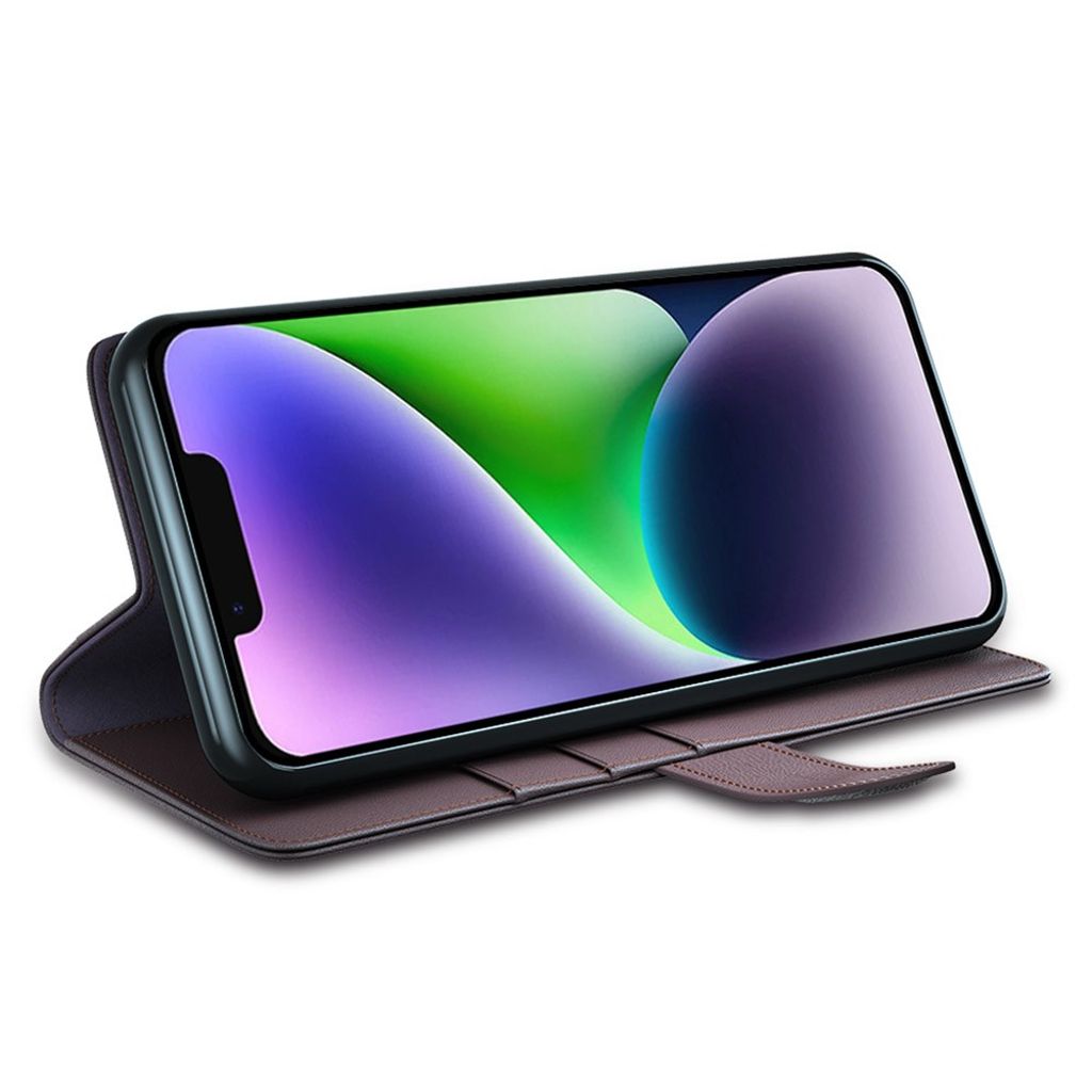 iPhone 15 Plus Kotelo Jalusta - Ruskea