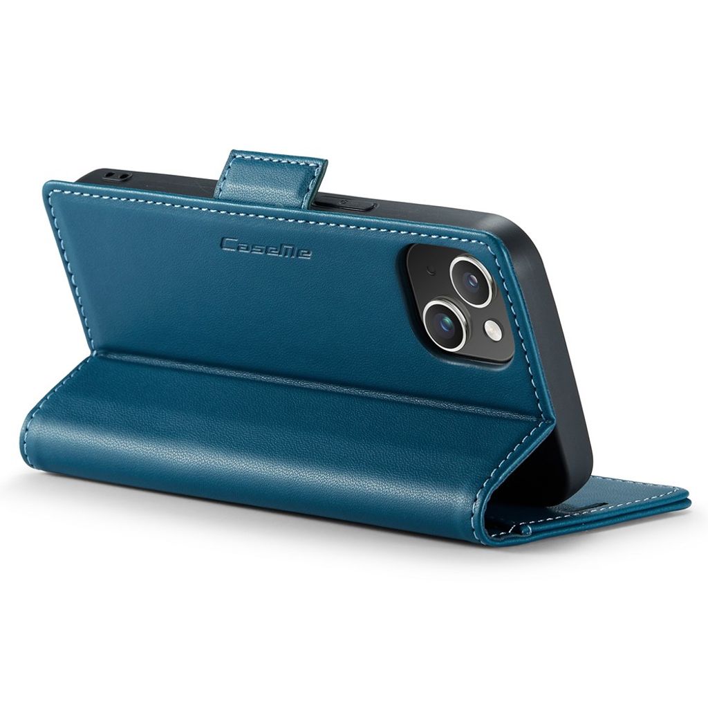 CASEME iPhone 15 Wallet Cover RFID Blocking 3 Card Slots - Blue