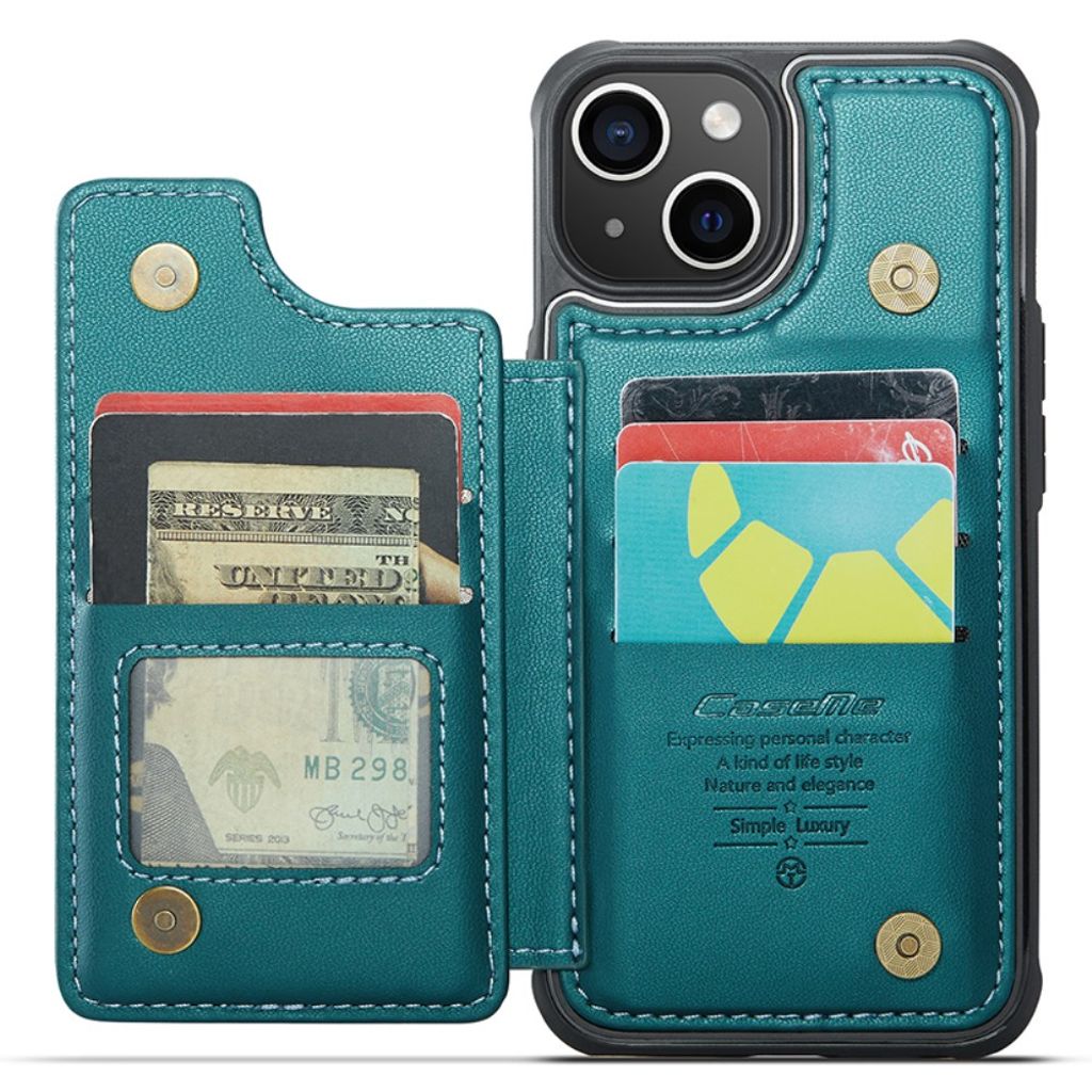 CASEME iPhone 14 Plus C22 Lompakkokuori RFID-estolla – Vihreä