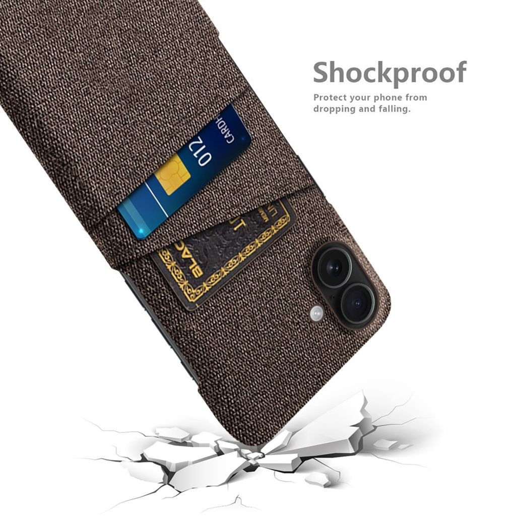 iPhone 17 Kuori, Tekstiili, 2 Korttipaikka - ruskea