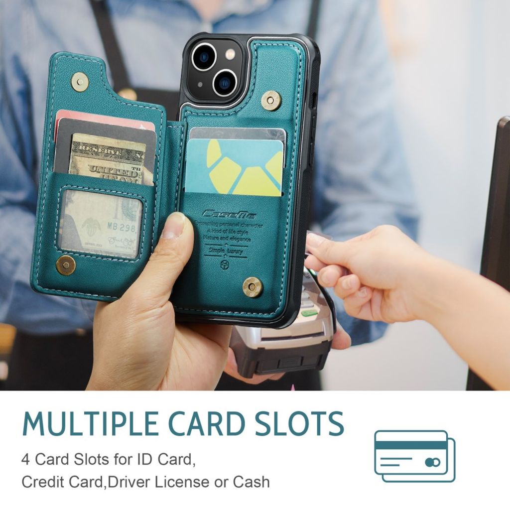 CASEME C22 iPhone 13 Lompakkokuori RFID-estolla - Vihreä