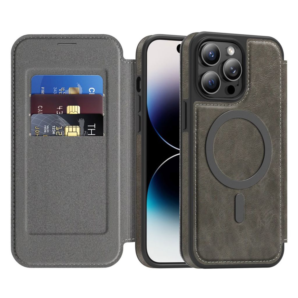 iPhone 14 Pro Max Wallet Cover MagSafe RFID Blocking - Titanium Grey
