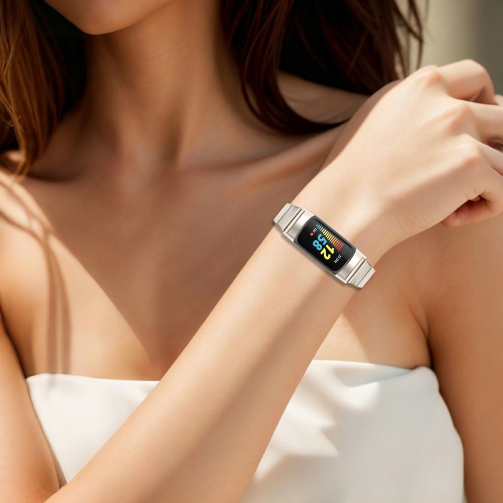 Fitbit Charge 6 / Charge 5 Urrem Rustfrit Stål – Sølv