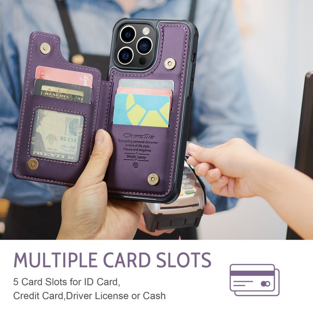 CASEME iPhone 14 Pro Max Wallet Case RFID Blocking - Purple