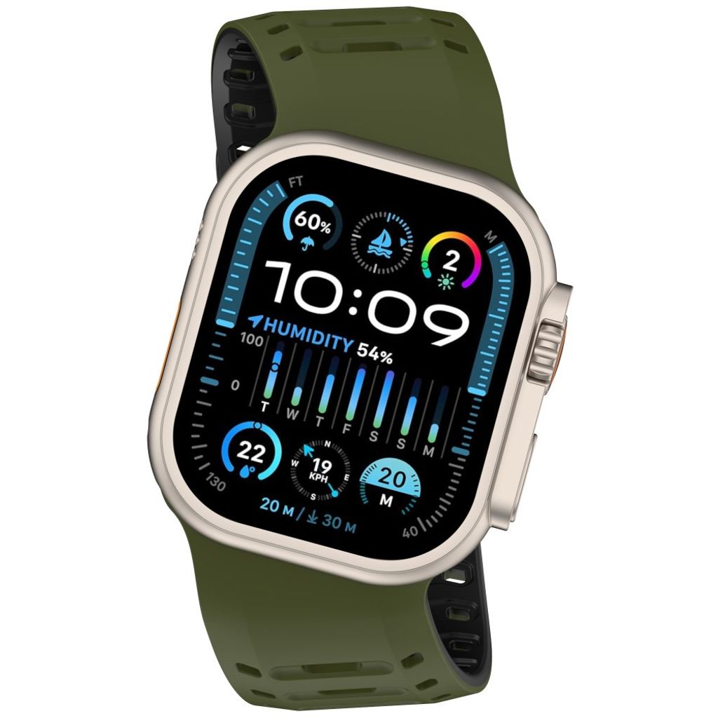 Apple Watch 49/46/44/42mm Klockarmband i Silikon Magnetisk - Grön/Svart
