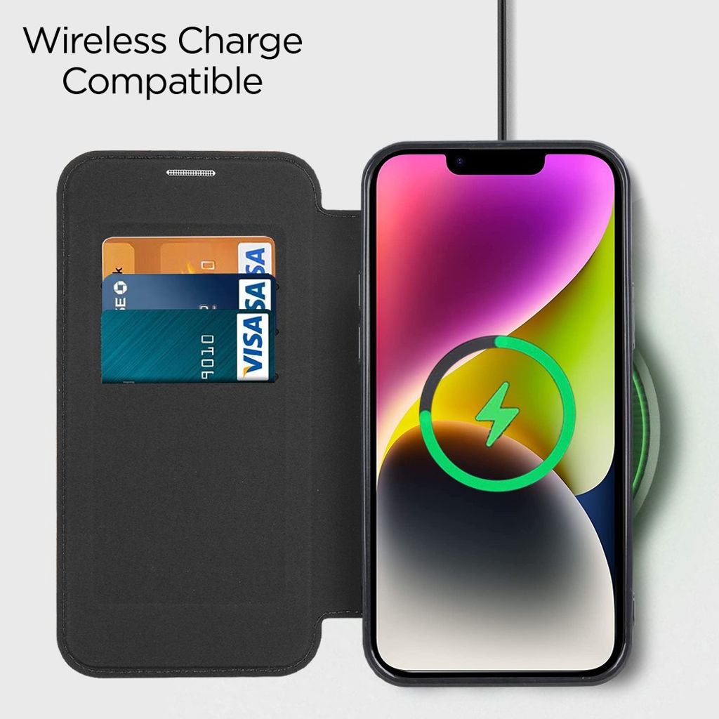 iPhone 14 Plus Plånboksfodral MagSafe RFID-blockerande – Ljusblå