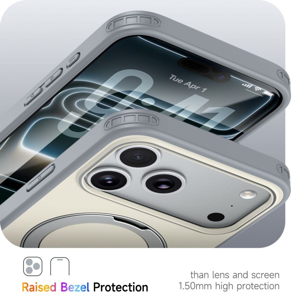 iPhone 18 Pro Max/17 Pro Max MagSafe Skal med Stativ - Grå/Vit