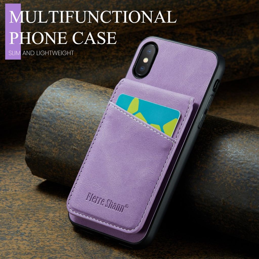 Fierer Shann iPhone XS Max Pungcover med Kortholder og Stativ – Lilla