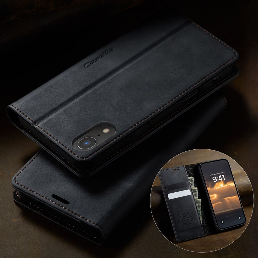 CASEME iPhone XR Plånboksfodral RFID-blockerande Stativ – Svart