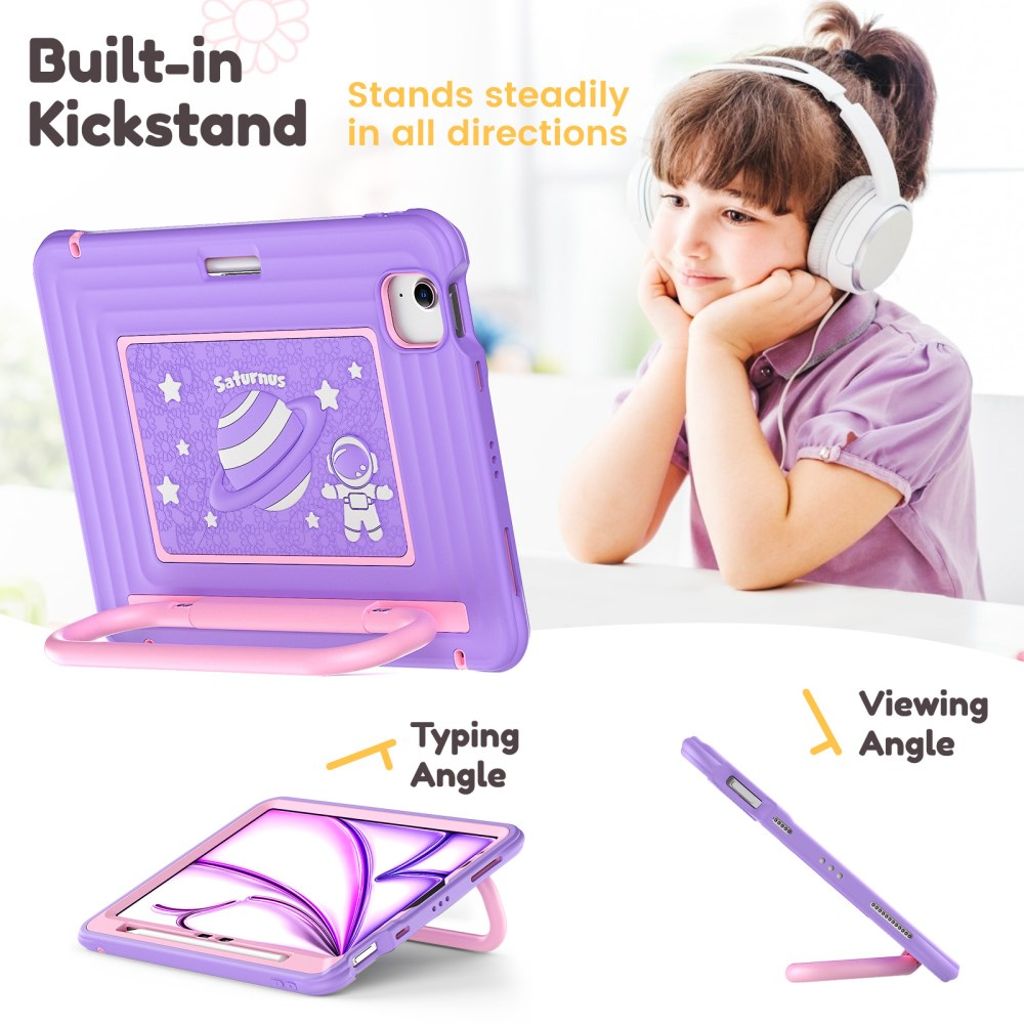 Lasten kuori jalustalla iPad Airille/Prolle 11" - violetti