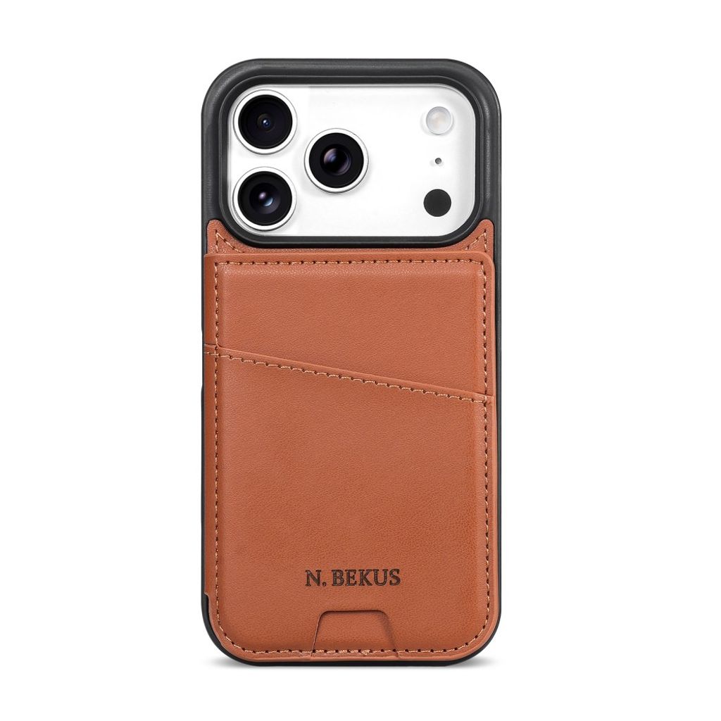 N.BEKUS iPhone 18 Pro/17 Pro Lompakkokuori RFID-suojauksella - Ruskea