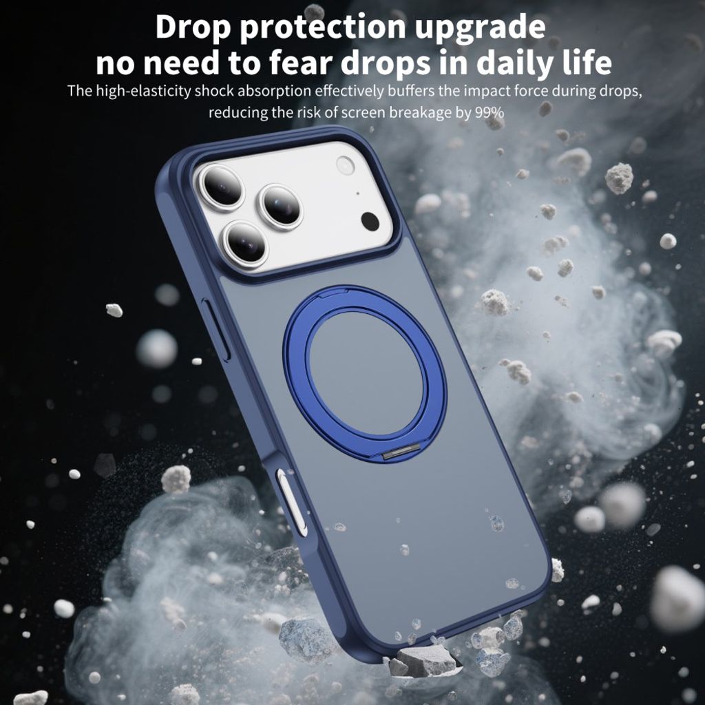 iPhone 18 Pro/17 Pro MagSafe Deksel med ringstøtte - Blå
