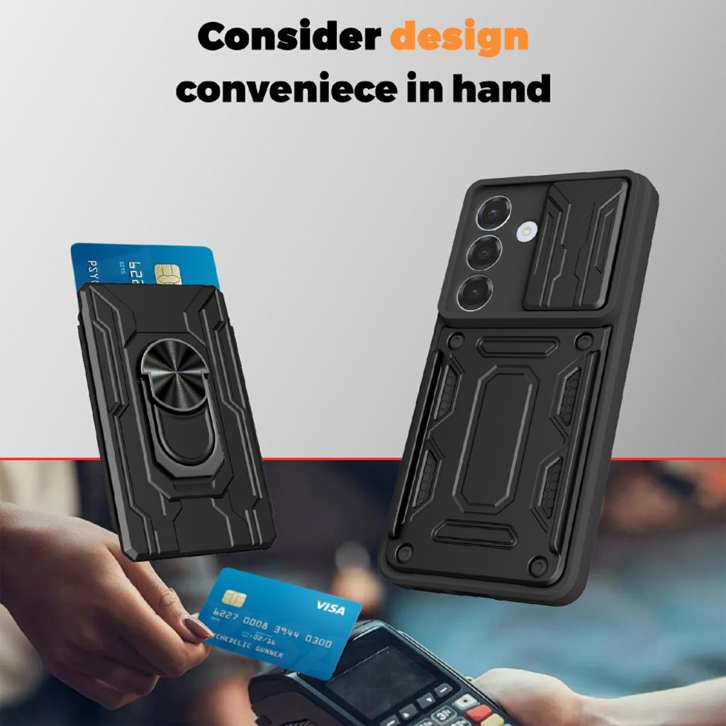 Samsung Galaxy A37 5G Skal korthållare, Stativ och Kameraskydd - Blå