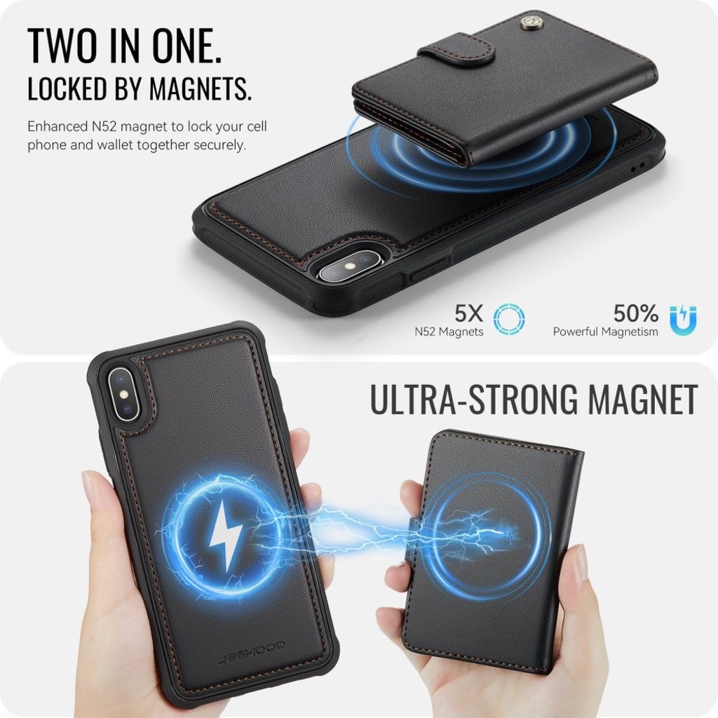 JEEHOOD iPhone XS Max Pungcover Kortholder RFID MagSafe – Sort