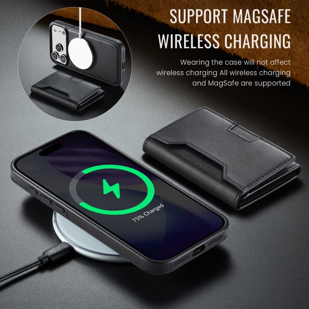 MAGKING iPhone 18 Pro Max/17 Pro Max MagSafe Kuori irrotettavalla lompakolla - Musta
