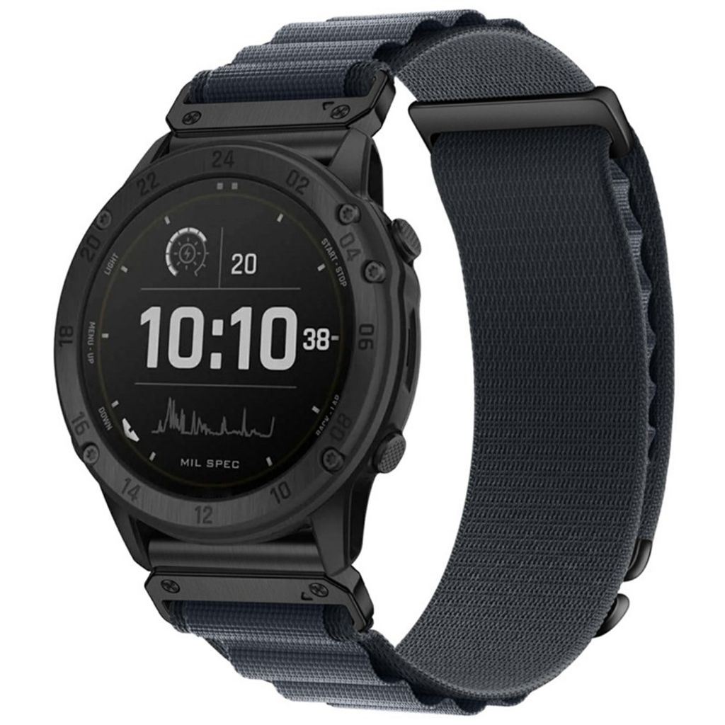 Garmin Fenix 8 Pro/Quatix 8/Tactix 8 47mm Nylon Sport Klockarmband - Mörkgrå