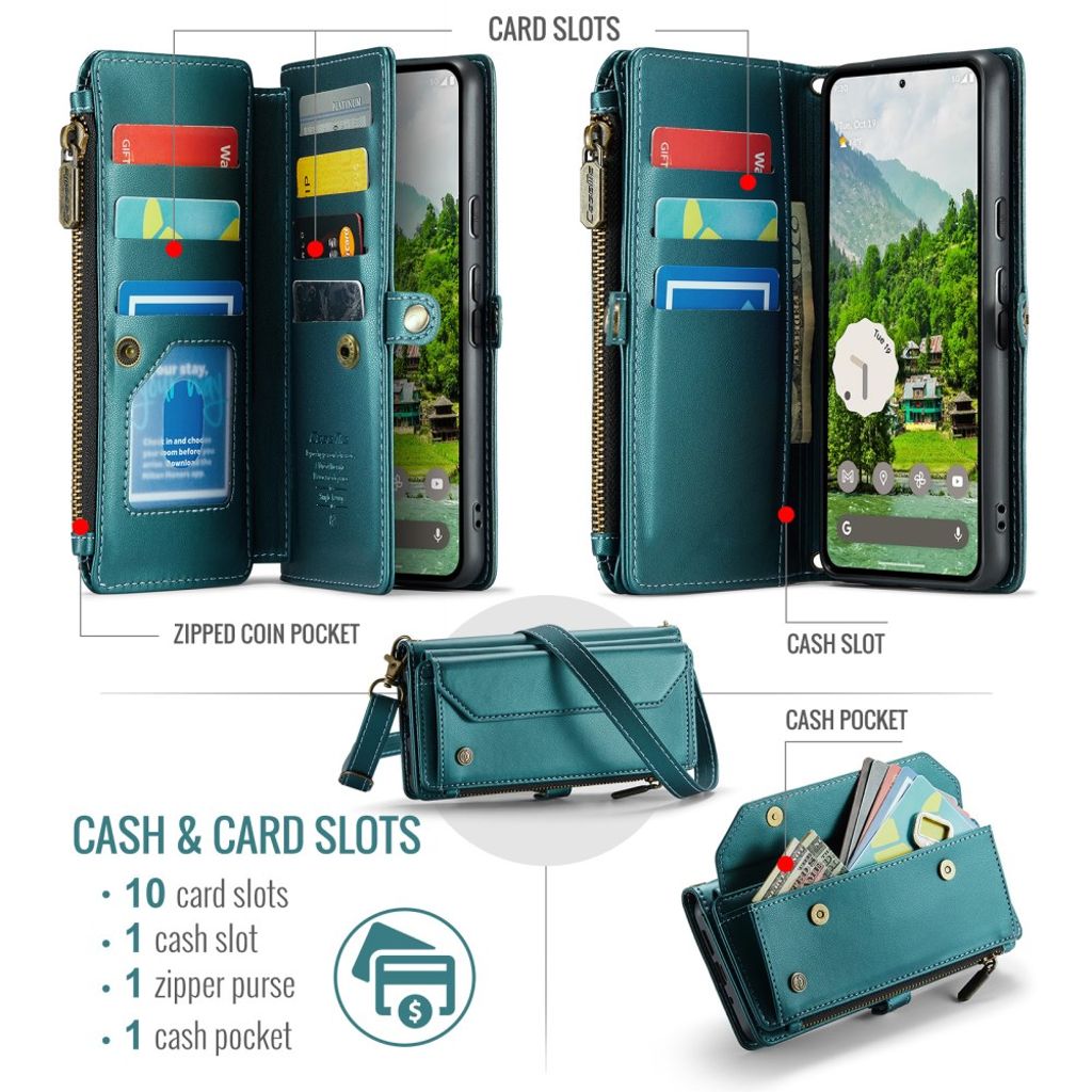 CASEME Google Pixel 10 Pro XL Kotelo 10 Korttipaikka - Vihreä