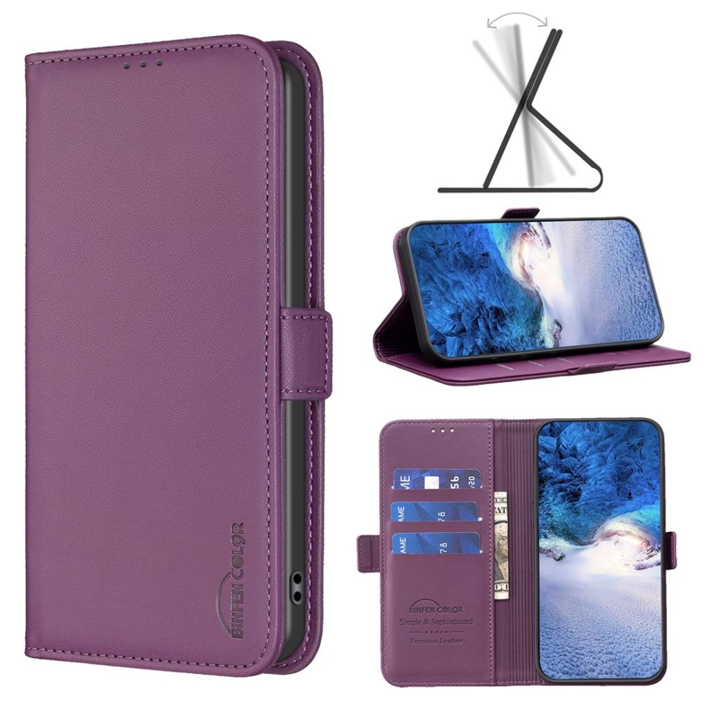 BINFEN COLOR iPhone 16 Wallet Cover – Dark Purple