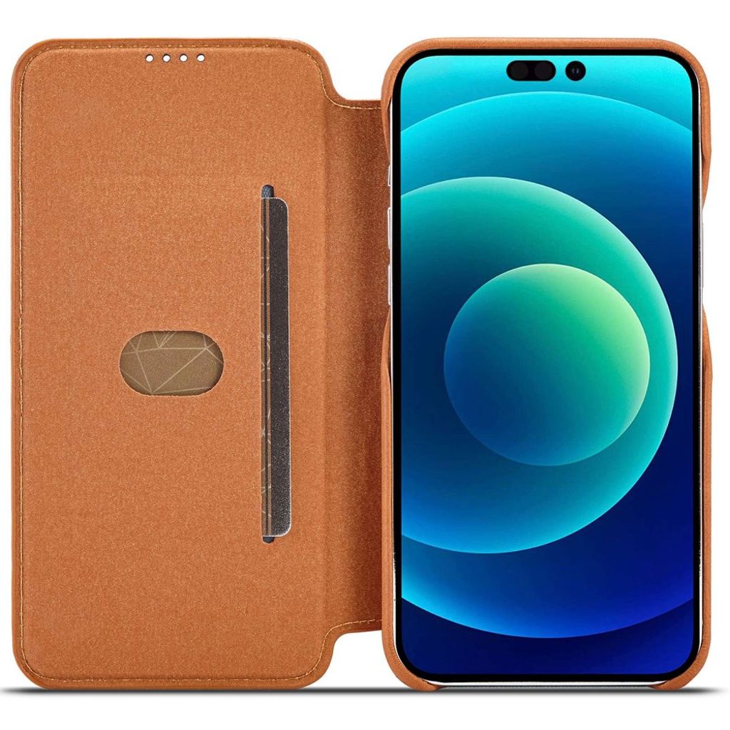 LC.IMEEKE iPhone 14 Pro Max Wallet Cover Card Holder Stand - Light Brown