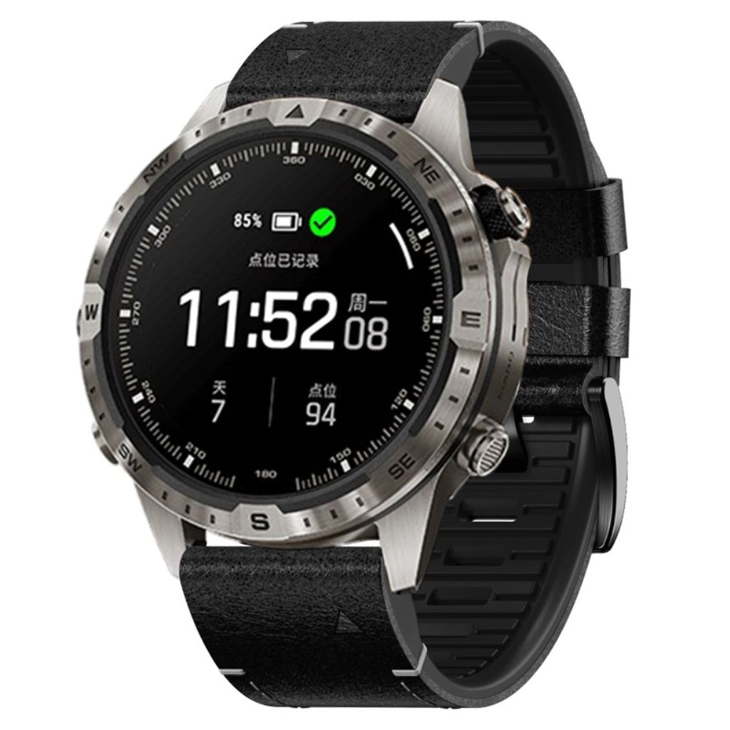 Garmin Fenix 7 etc. Klockarmband i PU-läder - Svart
