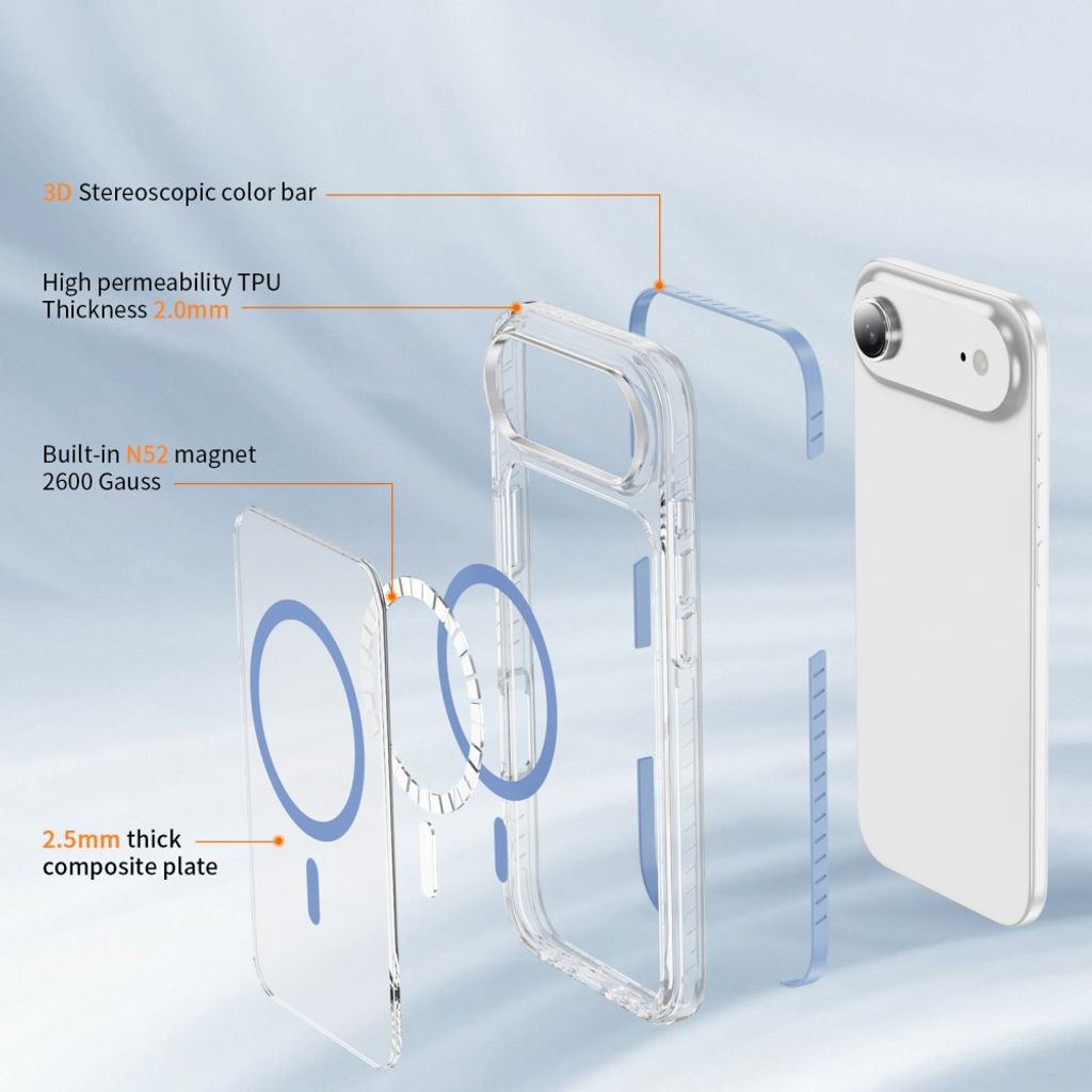 iPhone Air MagSafe kuori akryylitakalla - Sininen