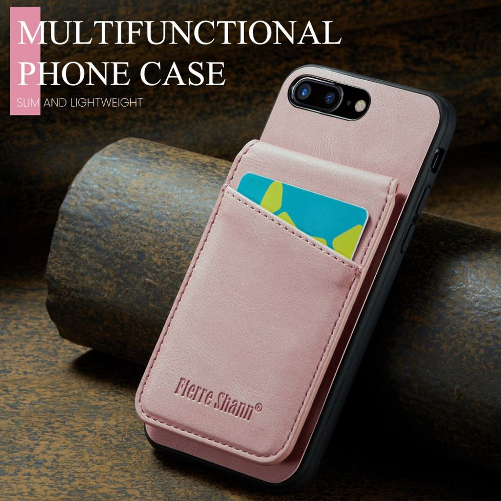 FIERRE SHANN iPhone 7 Plus / 8 Plus Cover med Kortplads - Lyserød