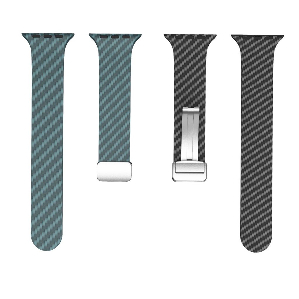 Apple Watch 42 / 41/ 40 / 38mm Klockarmband kolfibertextur - Turkos/Svart