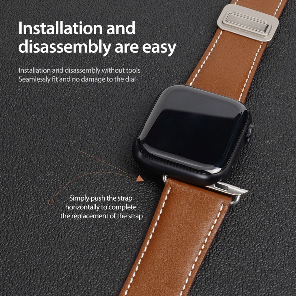 DUX DUCIS YA Series Apple Watch 42/44/46/49mm Urrem i ægte læder - Brun