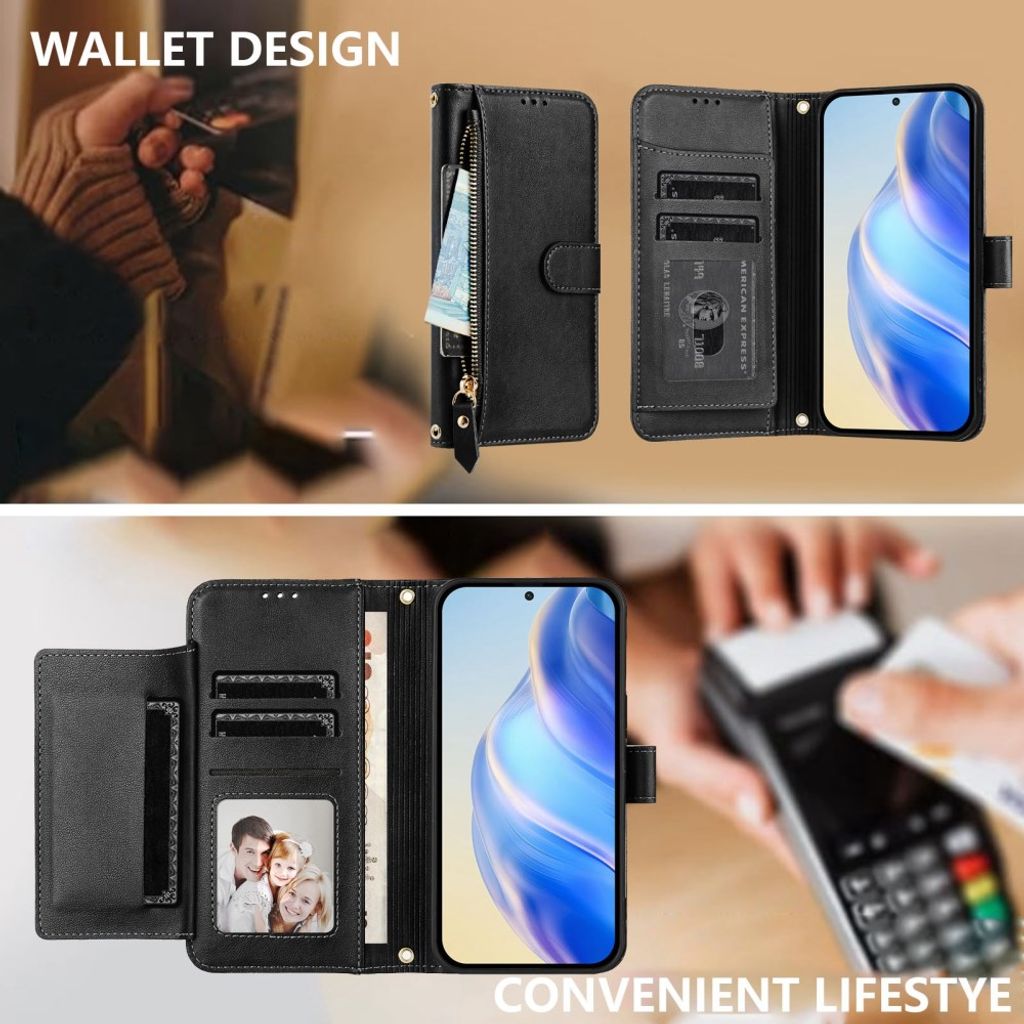 Xiaomi 17T Pro Lompakkokotelo vetoketjulla - Musta