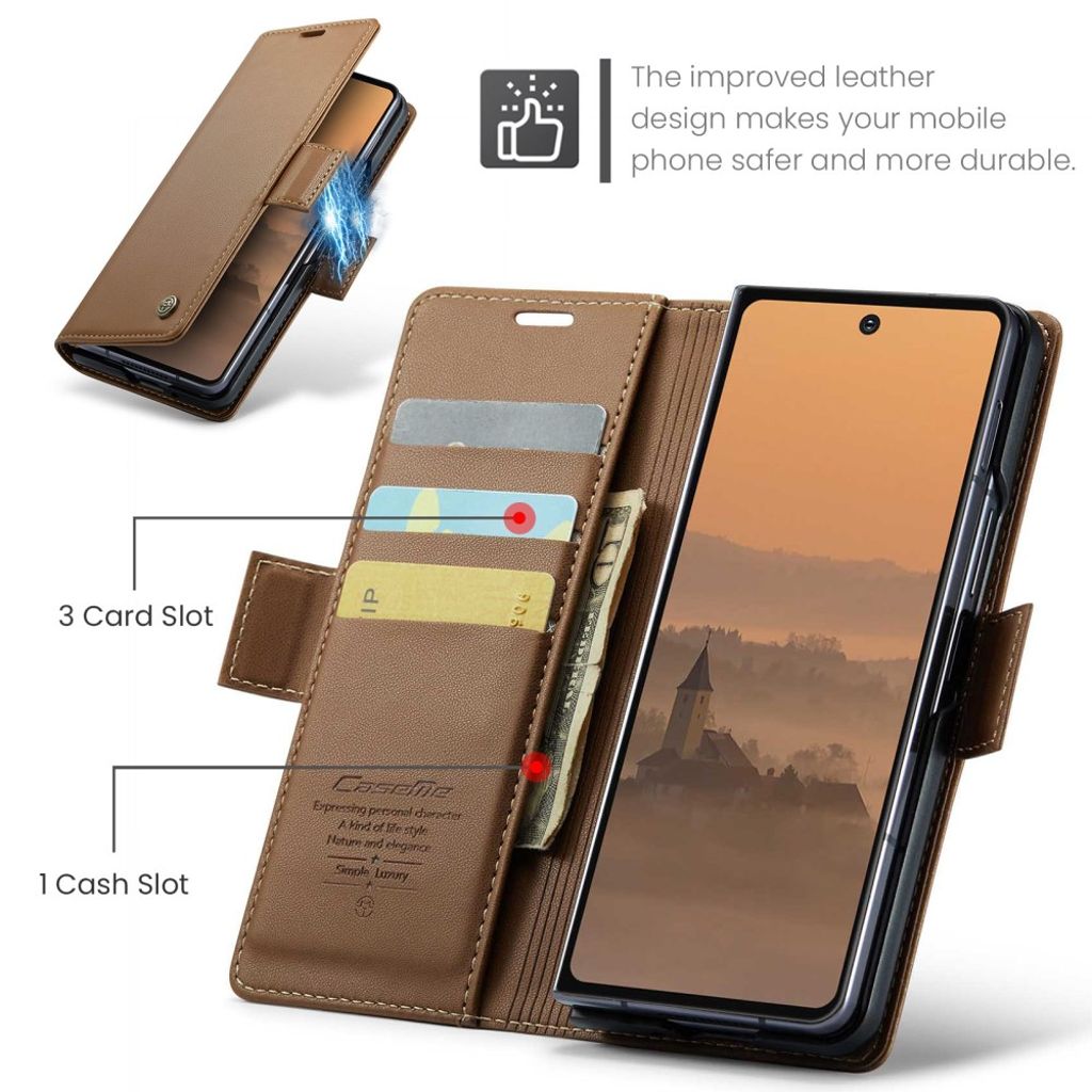 CASEME Samsung Galaxy Z Fold7 5G Fodral med RFID-blockering - Brun