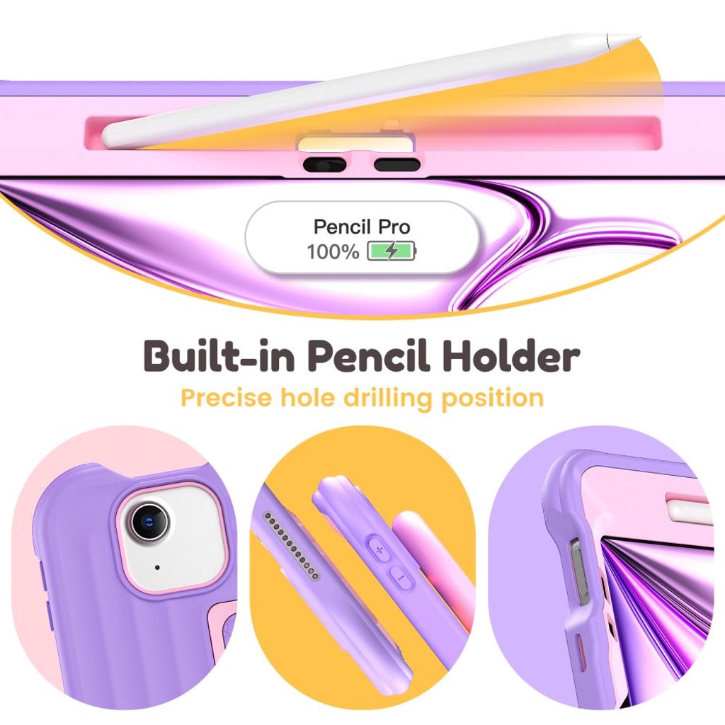 Lasten kuori jalustalla iPad Airille/Prolle 11" - violetti