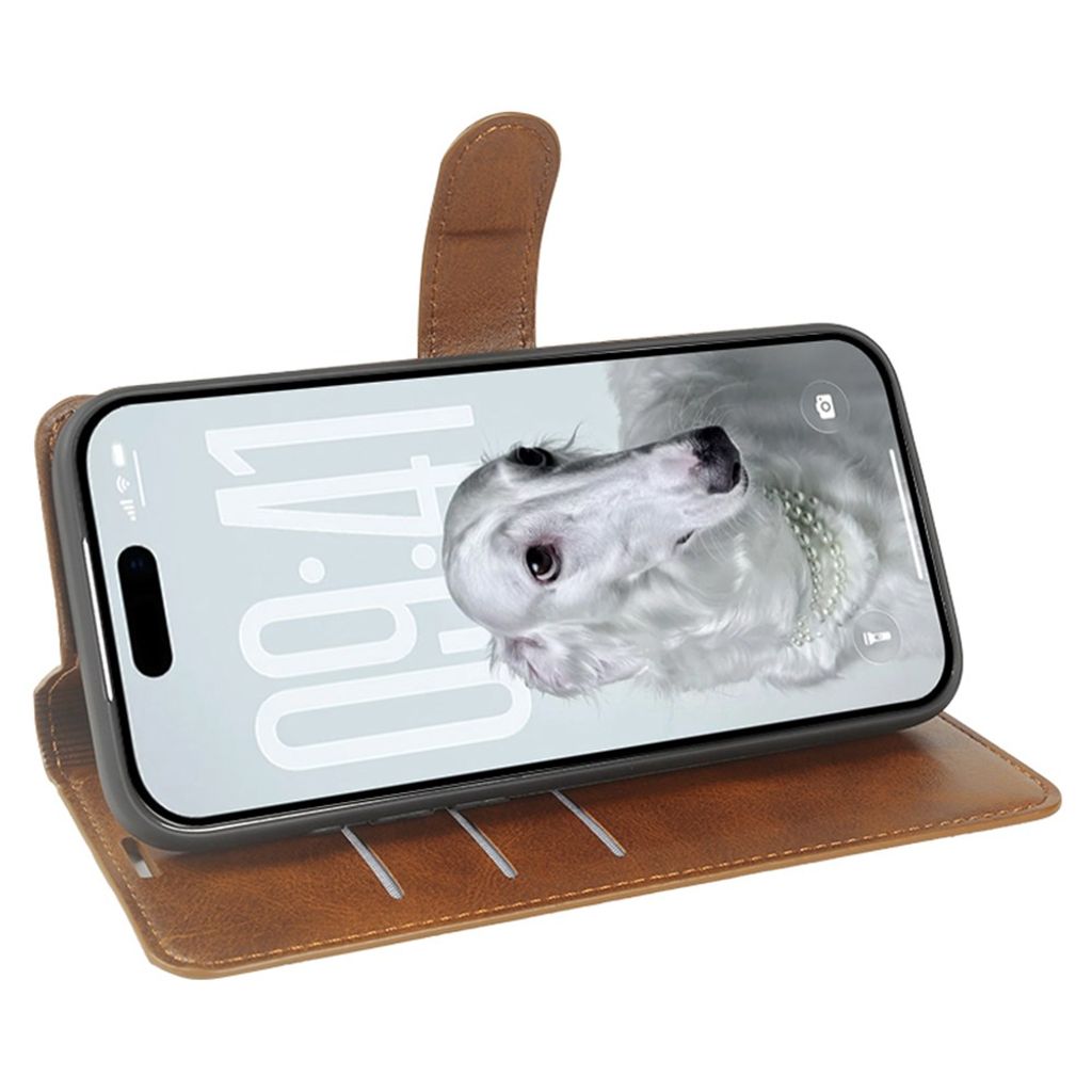 iPhone 18 Pro/17 Pro Plånboksfodral Stativ PU-läder - Brun