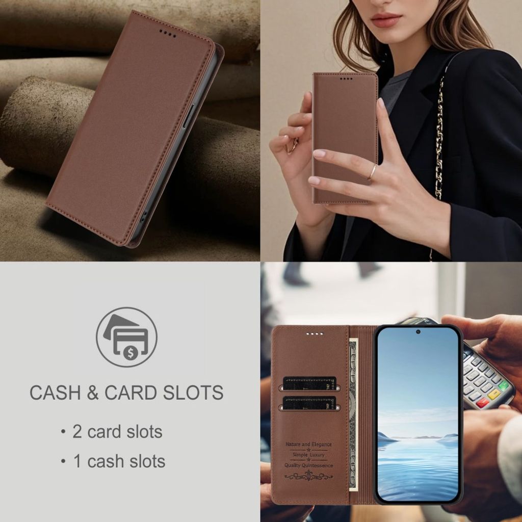 iPhone 18 Pro/17 Pro Lompakkokotelo PU nahka - Ruskea