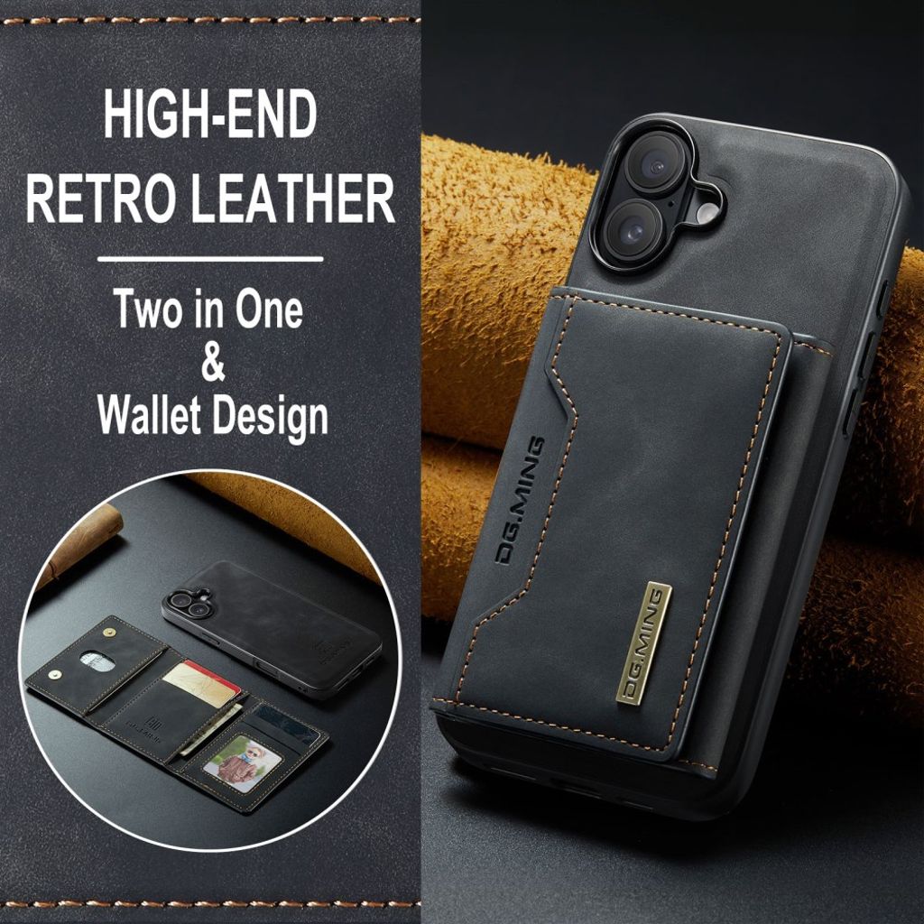 DG.MING iPhone 17 Cover med Pung - Sort