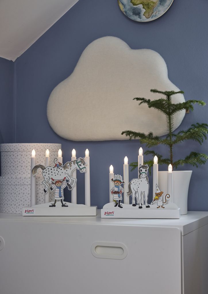 Star Trading Pippi LED-Kandelaar op Batterijen met Timer 26,5cm – Wit